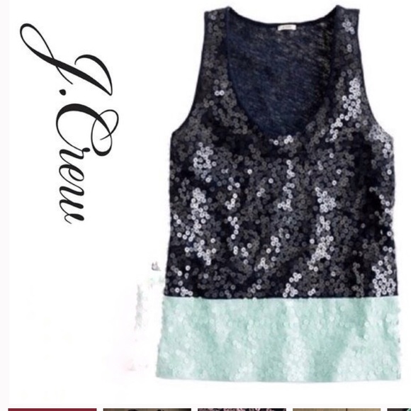 J.Crew Navy & Mint Sequin Tank - Picture 2 of 4